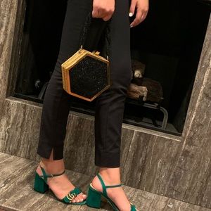 VINTAGE black and gold beaded purse